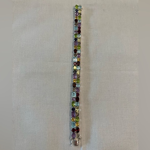 Sterling multi gemstone bracelet - Picture 3 of 8